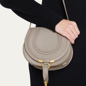 Chloe Marcie Small Crossbody Bag in Grained Leather (Cashmere Grey)